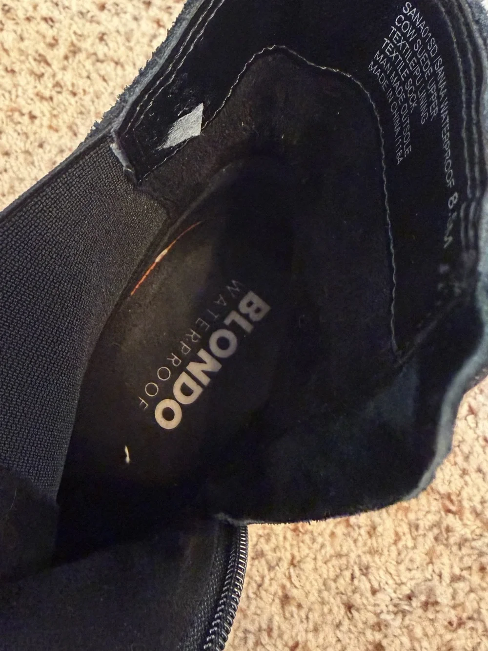 Blondo Waterproof Suede Block Heel Boots in Black, Size 8.5